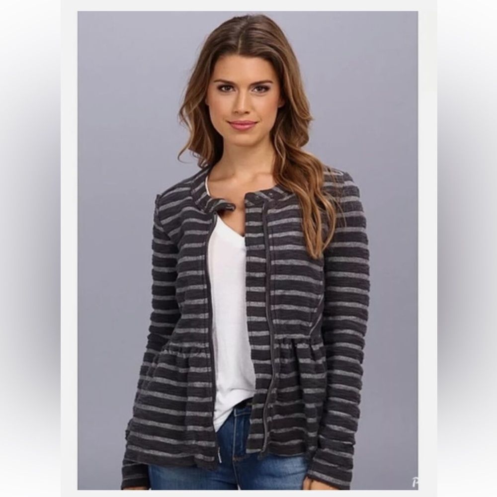 Free People Gray Striped Jacket